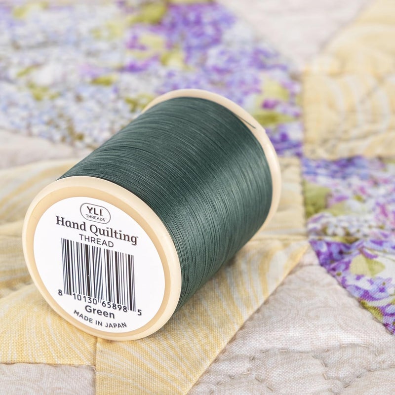 YLI Threads YLI Hand Quilting Thread - 100% Egyptian Cotton, Glazed, Strong & Tangle-Free, 500 yd. Spool - Green - Image 2